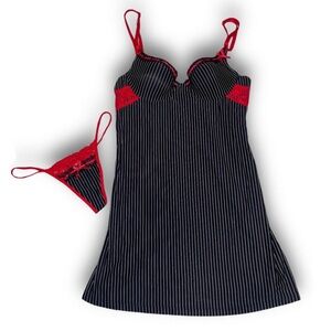 Red and Pinstripe lingerie